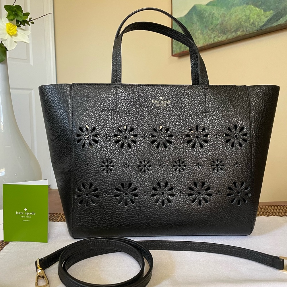 ⭐️NEW Kate spade Faye Drive Elisabeth tote black leather convertible bag NWOT - Picture 1 of 13